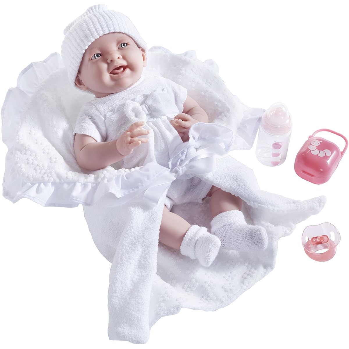 JC Toys Soft Body La Newborn White Bunting and Accessories 15.5" (18786)