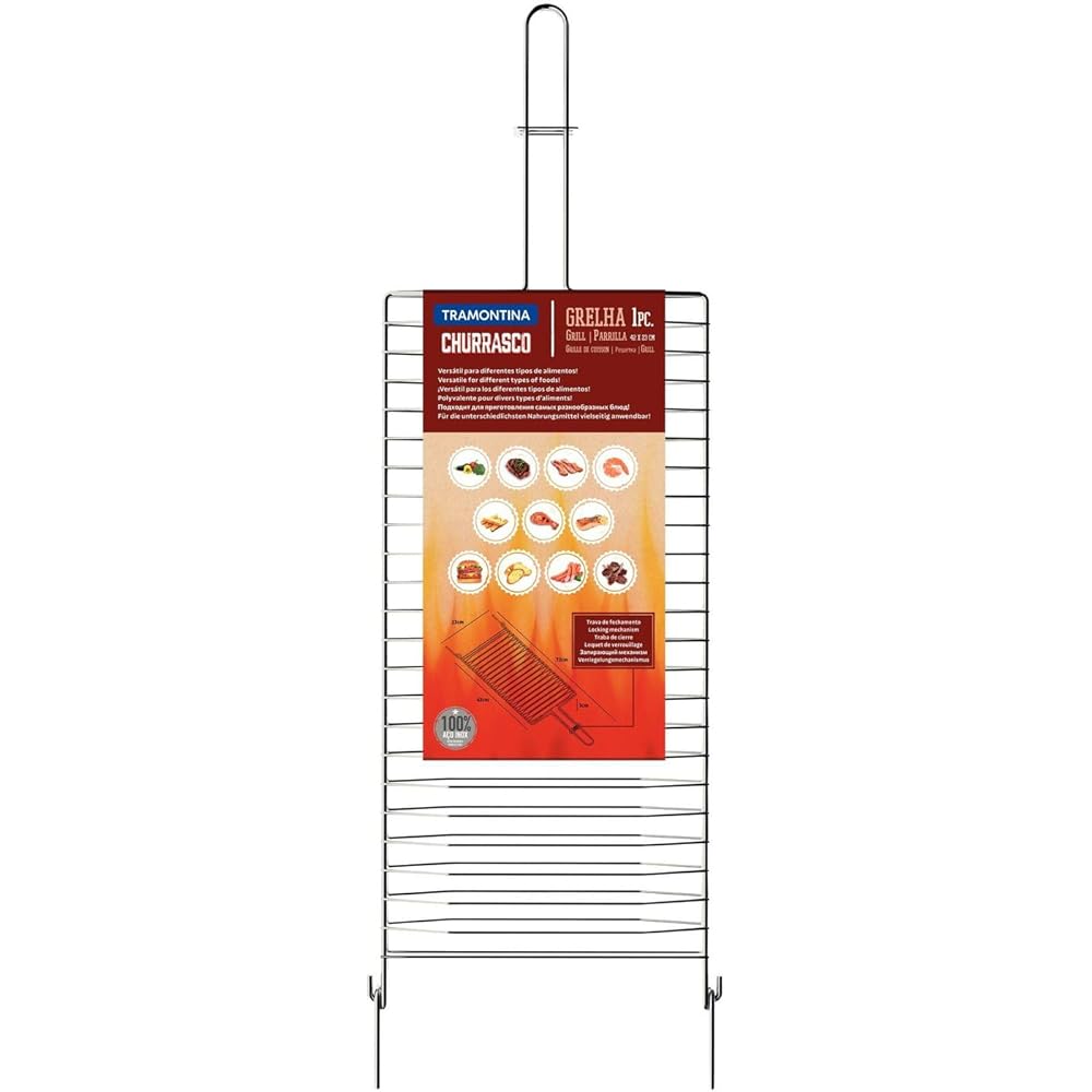 Tramontina Barbecue Double-Sided Grill Grid Churrasco 73cm Vertical Open Sandwich Grilling Specification 26480/004 TRAMONTINA
