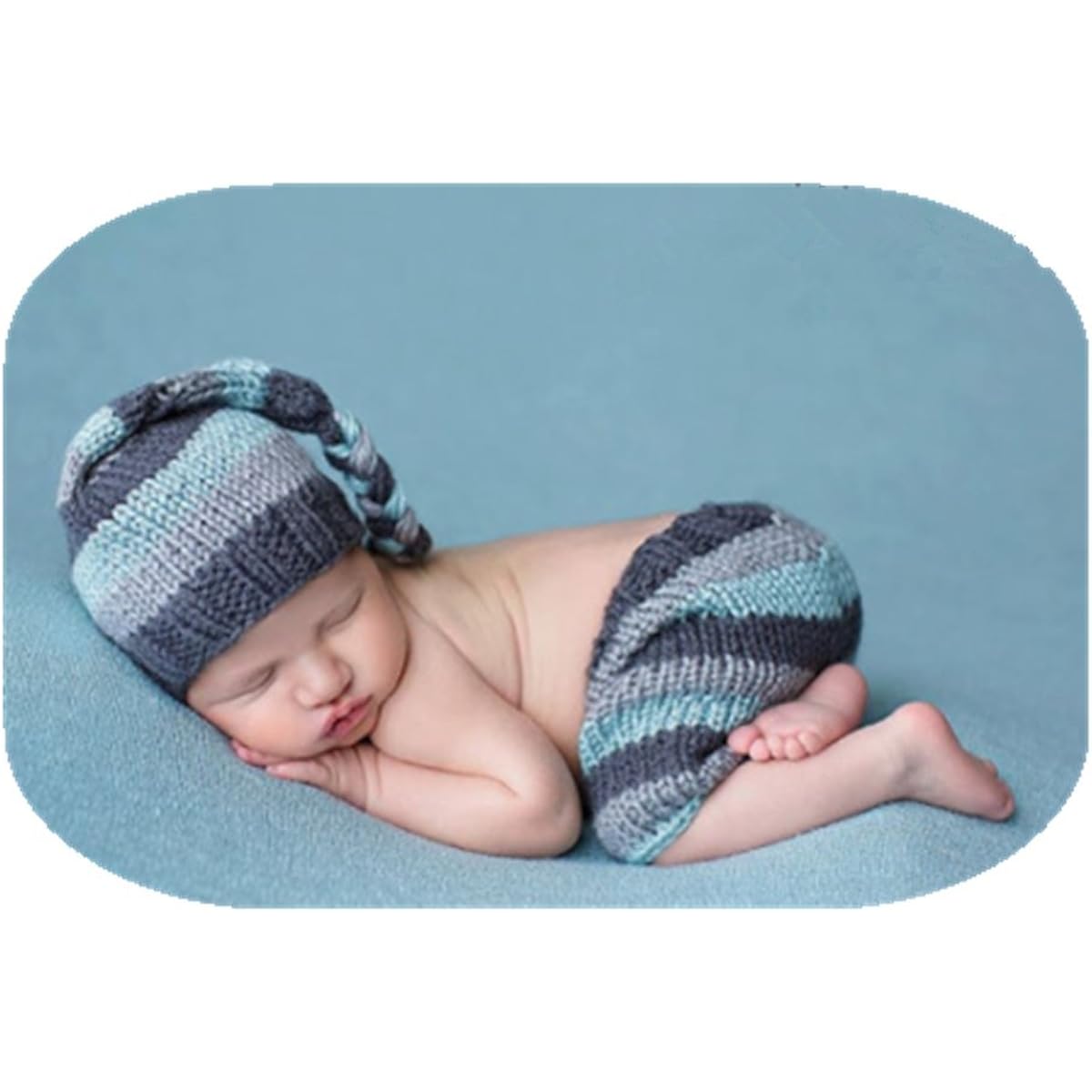 Coberllus Newborn Photography Props Crochet Knit Hat Pants Set for Boys Girls Photo Shoot