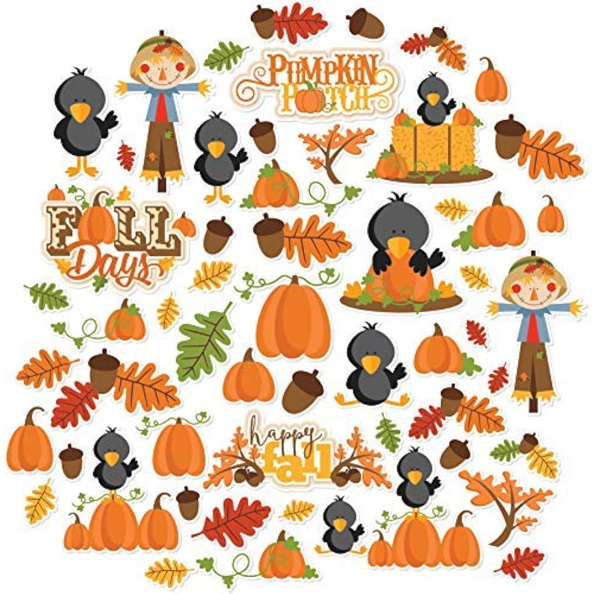 Miss Kate Cuttables Autumn Day - Die Cuts & Paper Set - 16 sheets of 12"x12" specialty paper & over 60 coordinating die cuts - Original Matching Set