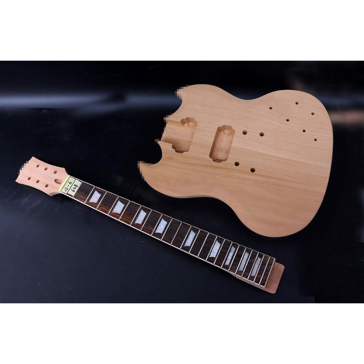 Guitar Kit Guitar Neck 22 Frets 24.75 Inch Set Guitar Body Mahogany Rosewood Guitar Fretboard DIY Guitar 1 Set