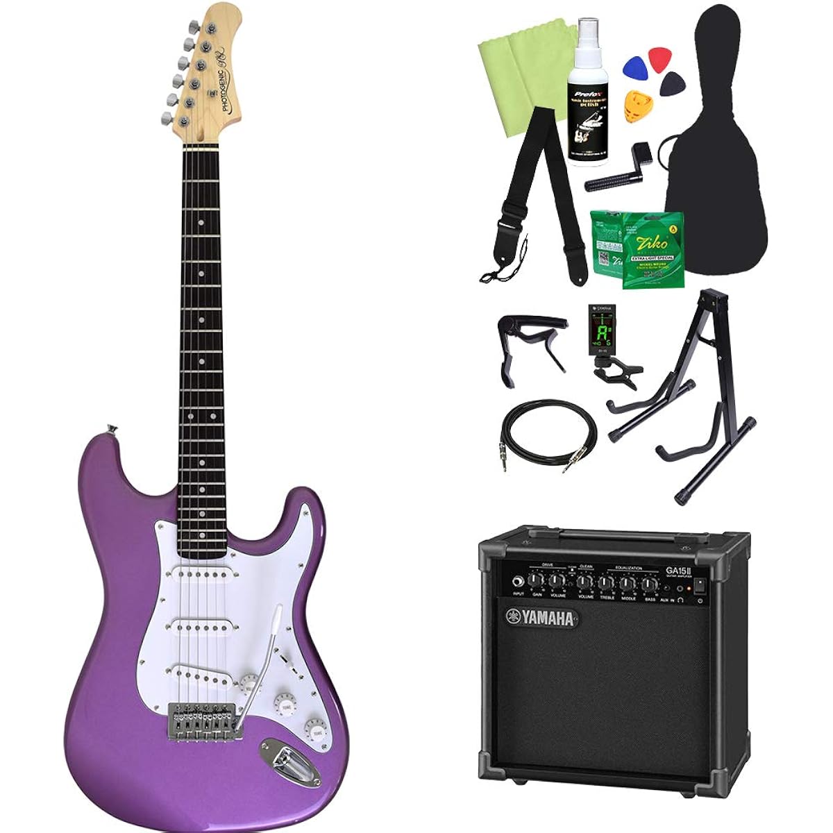 Photogenic ST-180 BGD Electric Guitar Beginner 14-piece Set [Includes GA15II] Stratocaster Type Burgundy Photogenic