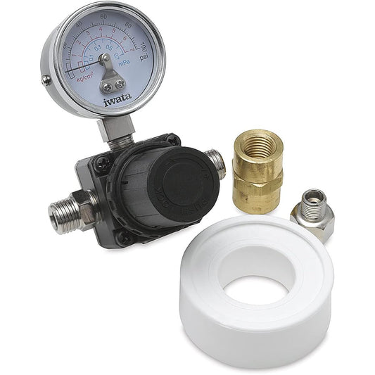 Iwata regulator and pressure gauge.