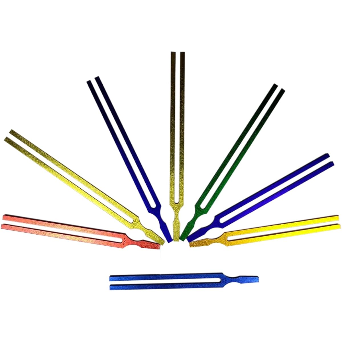 Radical Premium Color Chakra Soul Healing Tuning Fork Set of 8 Starter Kit Name and Hz Engraved Chakra Color Symbol Pouch Included Mallet 0.1% Accuracy