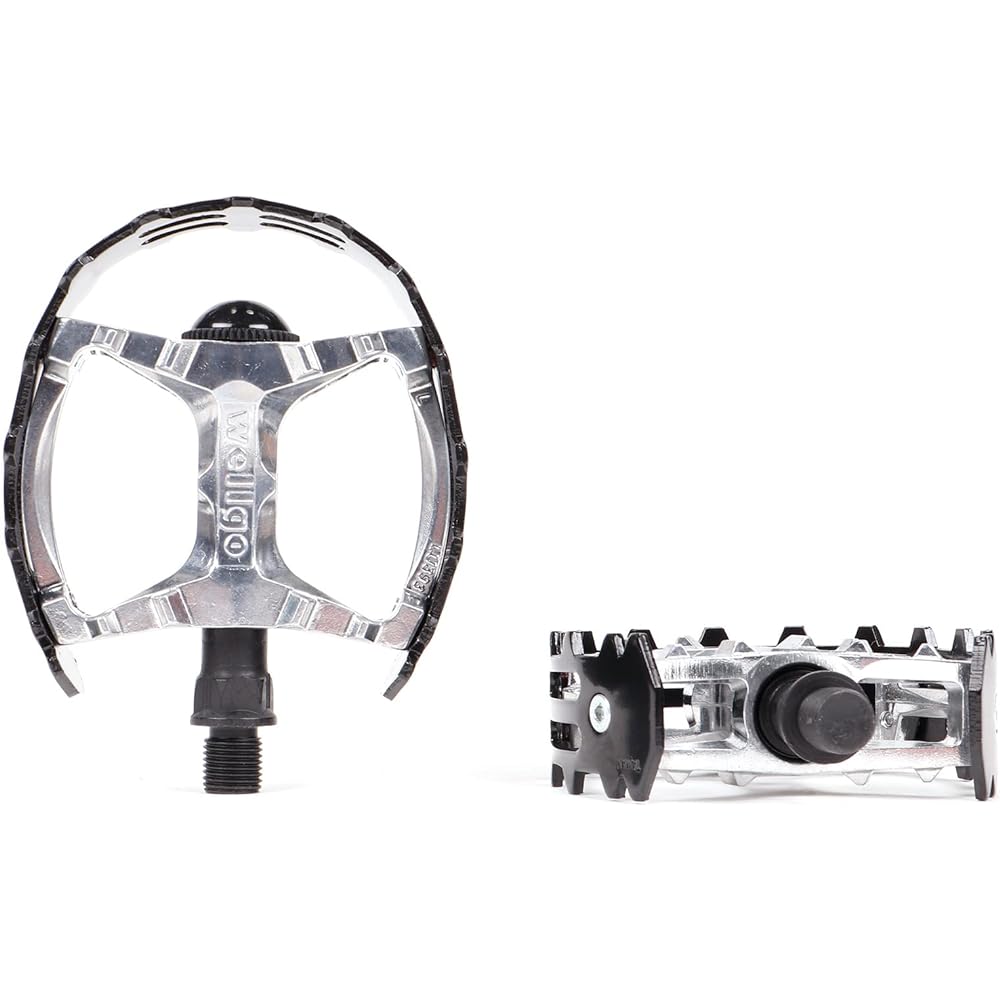 WELLGO - ROUND CAGE PEDAL - 1/2 inch (for 1PC crank) - BLACK/SILVER (old school BMX, 1 piece crank)