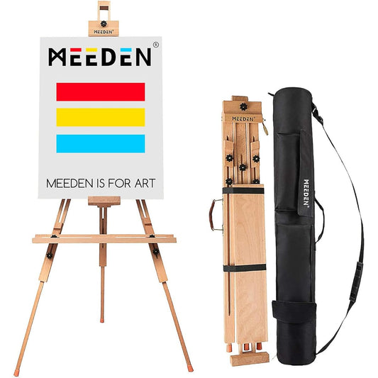 g Easel, Tripod Easel, for Outdoor Use, A-Frame, with Storage Bag, Foldable, Portable, Adjustable Height, Fits 79-112cm Canvas, Wooden Easel, Easel Stand, Studio Easel, Sketch Easel, for Art, Office, Outdoor Use, for Artists, Students, Adults, Wood Color