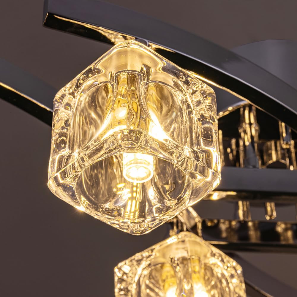Ceiling Light Stylish Ceiling Light Interior LED Spot Glass Shade 6 Lights Chandelier Stylish Beautiful Light Living Dining Lounge Bedroom Light CEI-CRY-03-JP