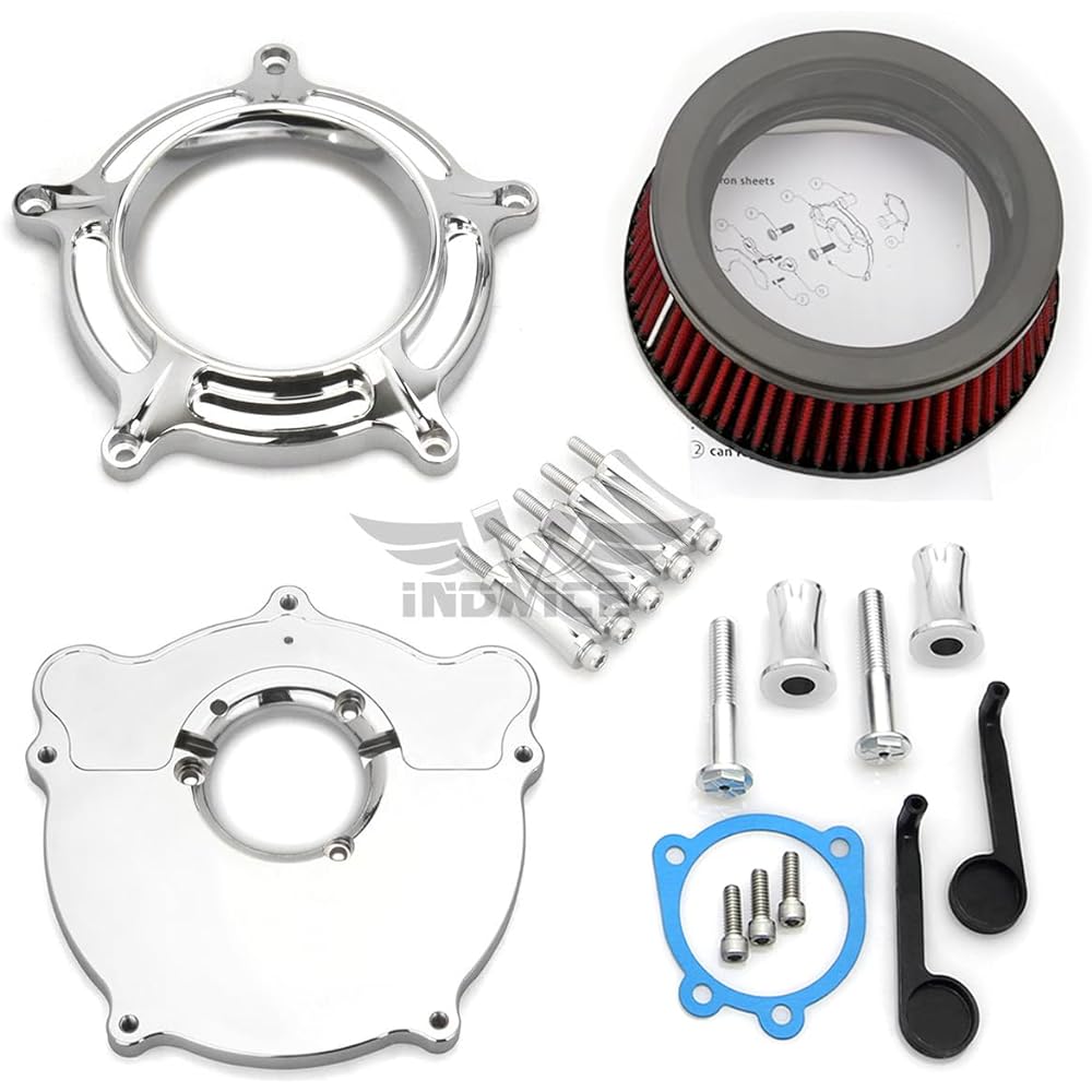 Chrome See-Through Air Cleaner Kit for Harley Softail Deluxe FLSTN/I 2005-2015 Road King FLHR/I Glide 1999-2007 Dyna Wide Glide 1999-2017