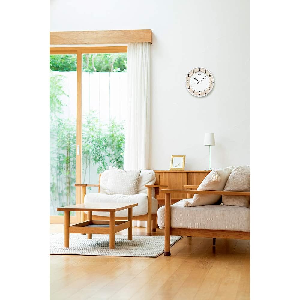 Seiko Clock Wall Clock Natural Radio Analog Maple Wood Grain Body Size: 30.7 x 30.7 x 4.9cm KX242B