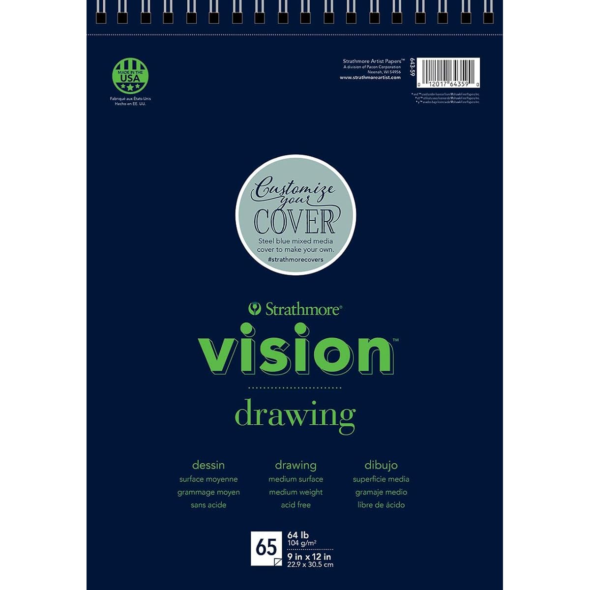 Strathmore Vision Fine Tooth Drawing Pad 9"X12"-64lb, 65 Sheets -62643590