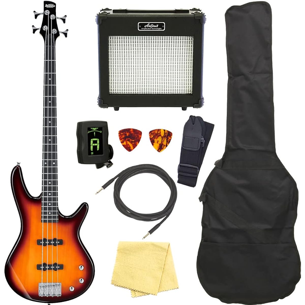Ibanez GSR180 BS 4-string electric bass guitar for beginners, basic 8-piece set