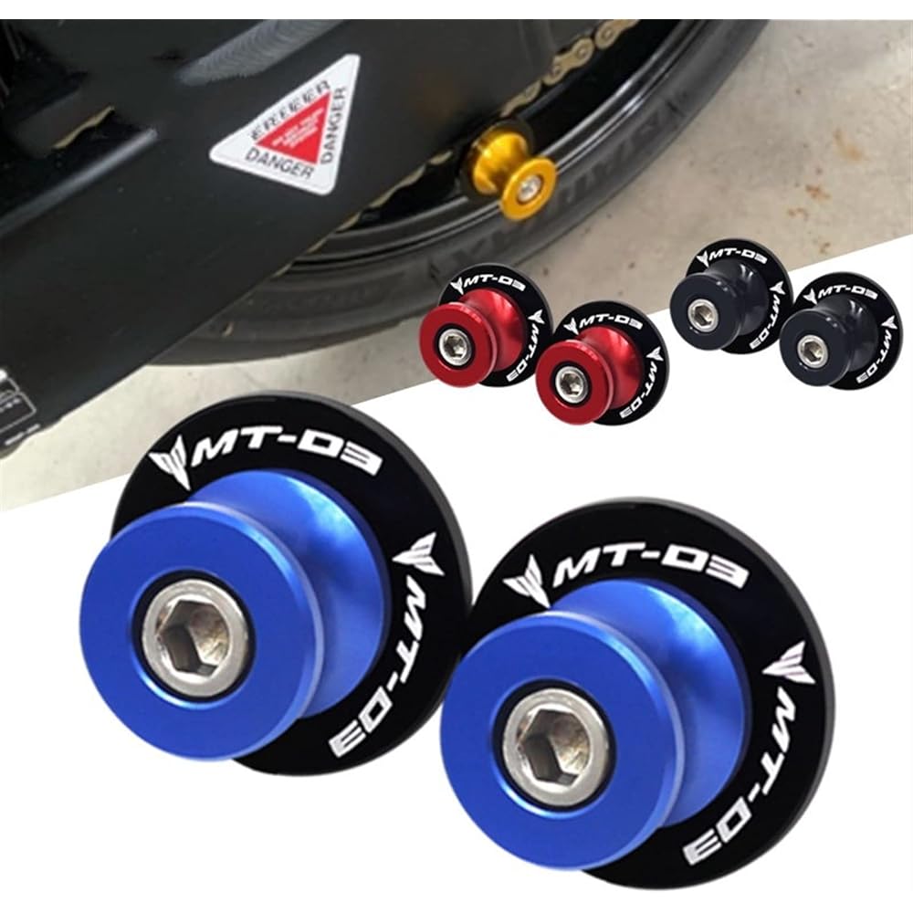 DEMUR 2pcs M6 Motorcycle Swingarm Slider Spool 8mm Stand Screw Protector Accessories Yamaha MT-03 MT03 Mt-03 2015-2020 2018 2019 Swingarm Slider Spool (Size: A Black)