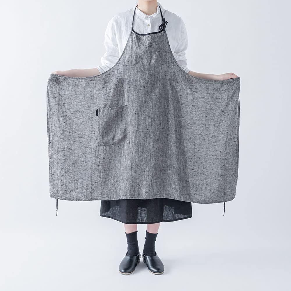 [Lino e Lina] [Lino Elina Apron Full Apron Linen Mila Women's Men's Kitchen Plain Linen Simple Long Length Stylish