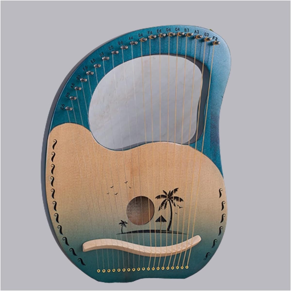 WowZza Solid Wood 19 String Harp Portable Harp 19 String Harp for Beginners Easy to Learn Harp for Beginners