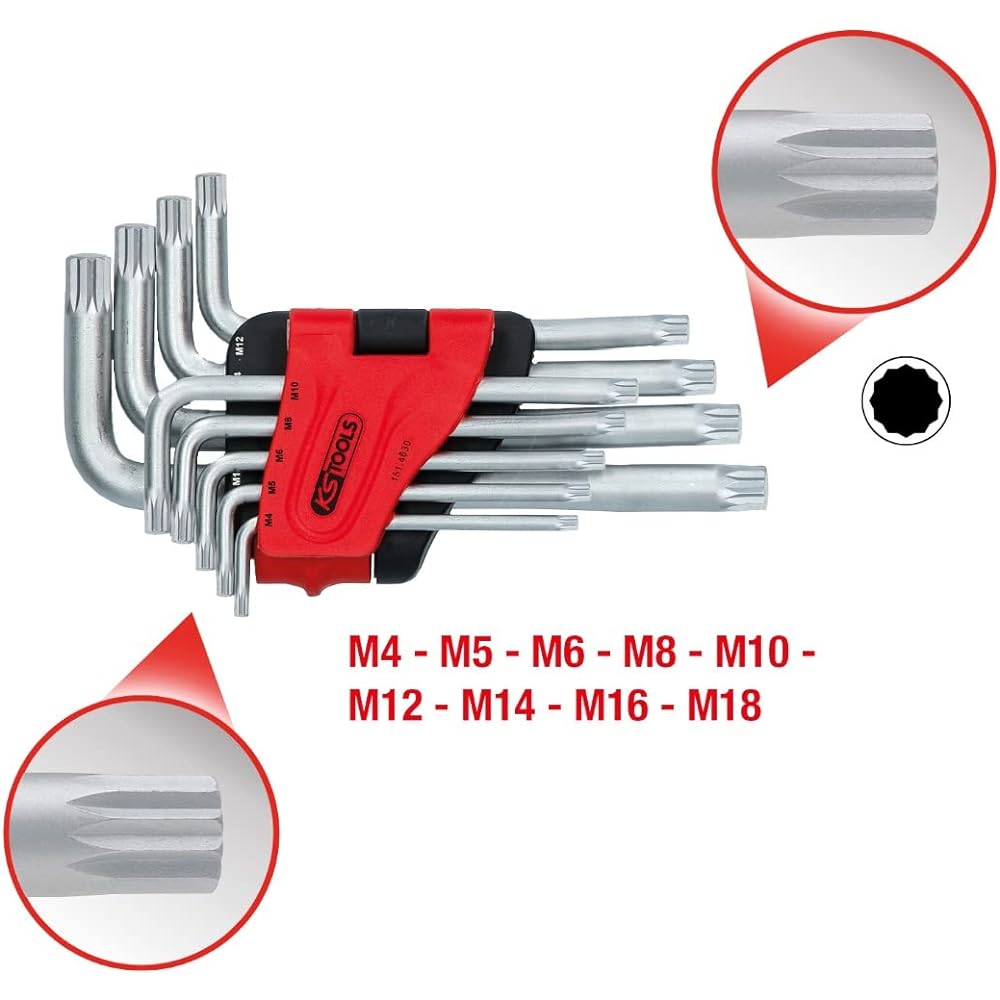 KS Tools Spline Key Wrench Set Short 9 Pieces 151.4630