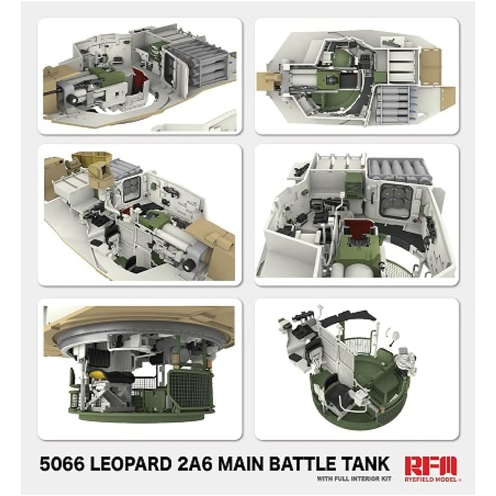 Ryfield Model 1/35 German Army Leopard 2A6 Full Interior Plastic Model RFM5066 Molding Color