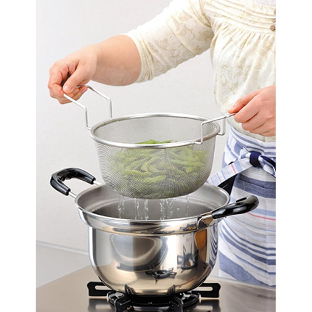 Shimomura Planning Two-Handed Pot Boiled Master with Colander 22cm [Made in Japan] Stainless steel IH compatible Non-spill 4L 27045 Tsubame-Sanjo