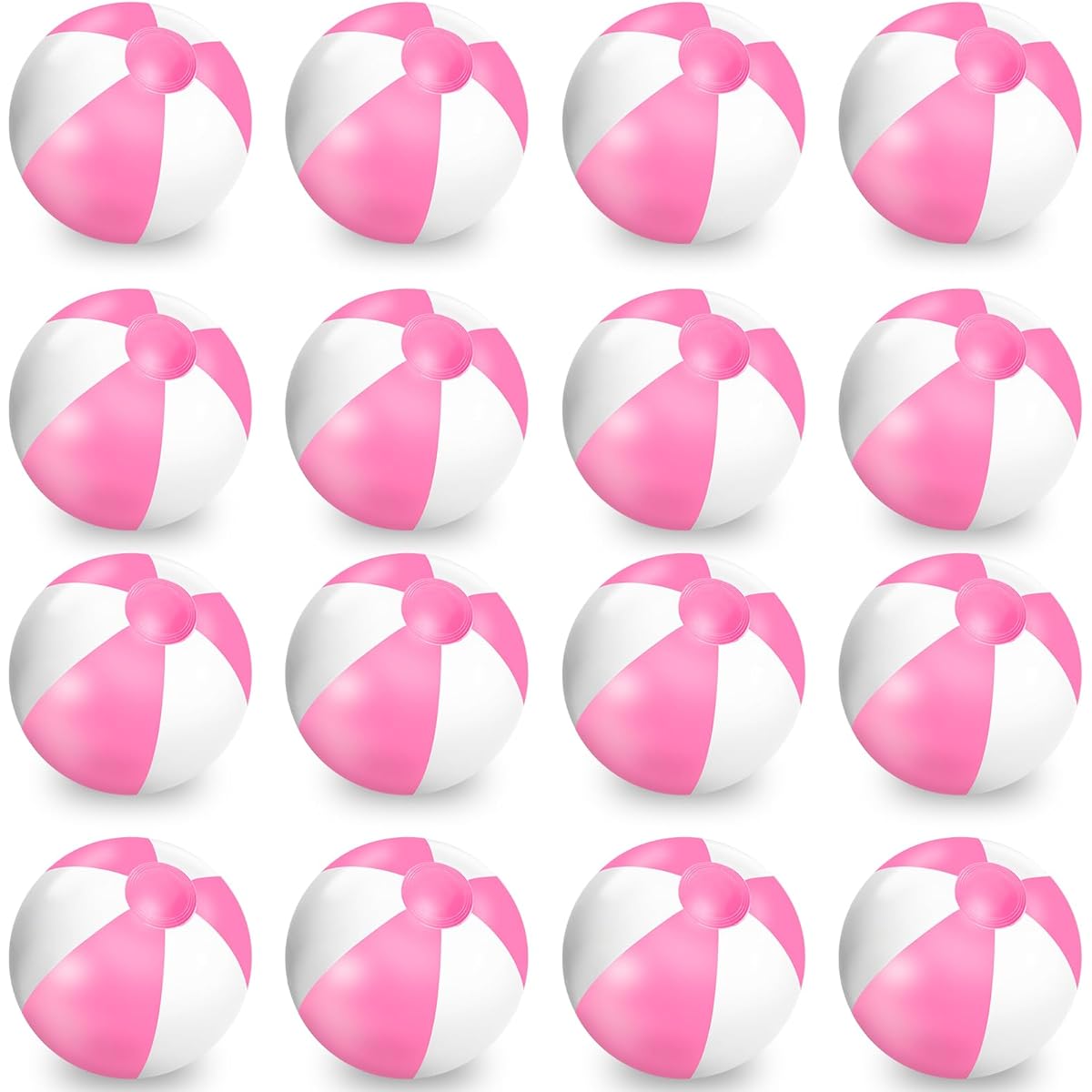 Whaline 16 Pieces Pink and White Inflatable Beach Balls 16 Inch Round Pool PVC Ball Cute Game Toy Summer Hawaiian Tropical Theme Beach Party Decorations Water Sand Game Accessories