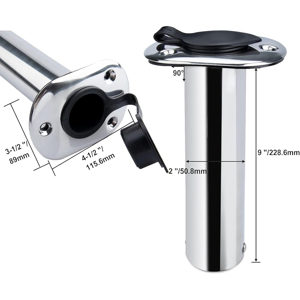 Amarine-made Stainless steel rod holder embedded in the gunwale straight 90 degree type internal hard guard specification 2 sets