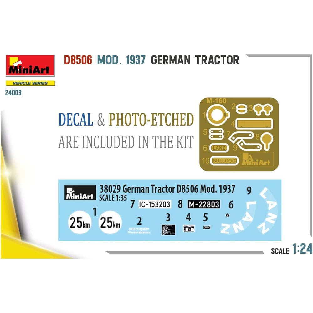 Miniart 1/24 German Tractor D8506 1937 Plastic Model MA24003