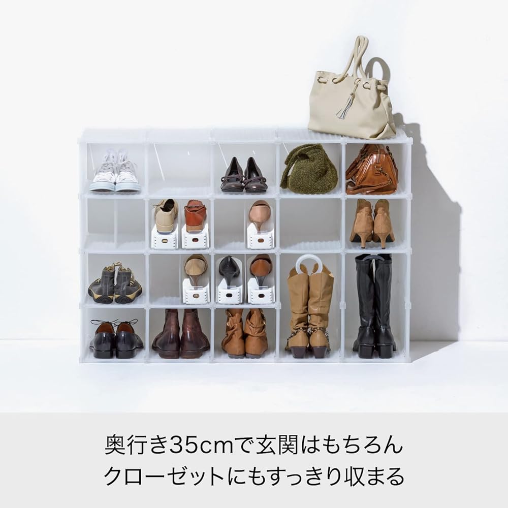 Like-it Shoe Storage Shoe Grid 6 Boxes Natural SG-02L Easy Assembly Type No Tools Required Shoe Box Clothes Storage Box Organizer Approx. Width 50.5 x Depth 35 x Height 64.5 cm