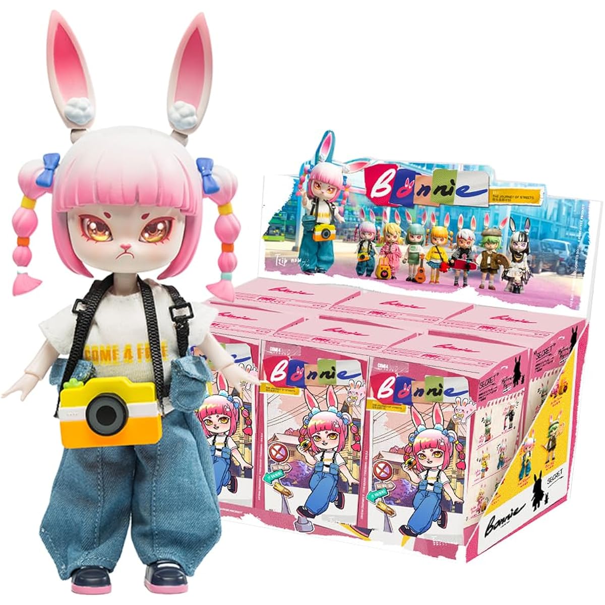 Bonnie Blind Box Doll Figure, 1/12 BJD Doll OB11 Size Action Figure, Movable Doll with Doll Clothes Surprise Gift Toy (Street Outing Series,Two Boxes)