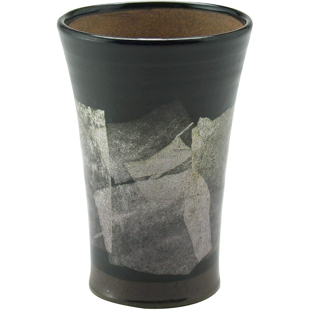 Kutani ware N46-14 long beer cup silver color clear 9×13cm 350cc paper box