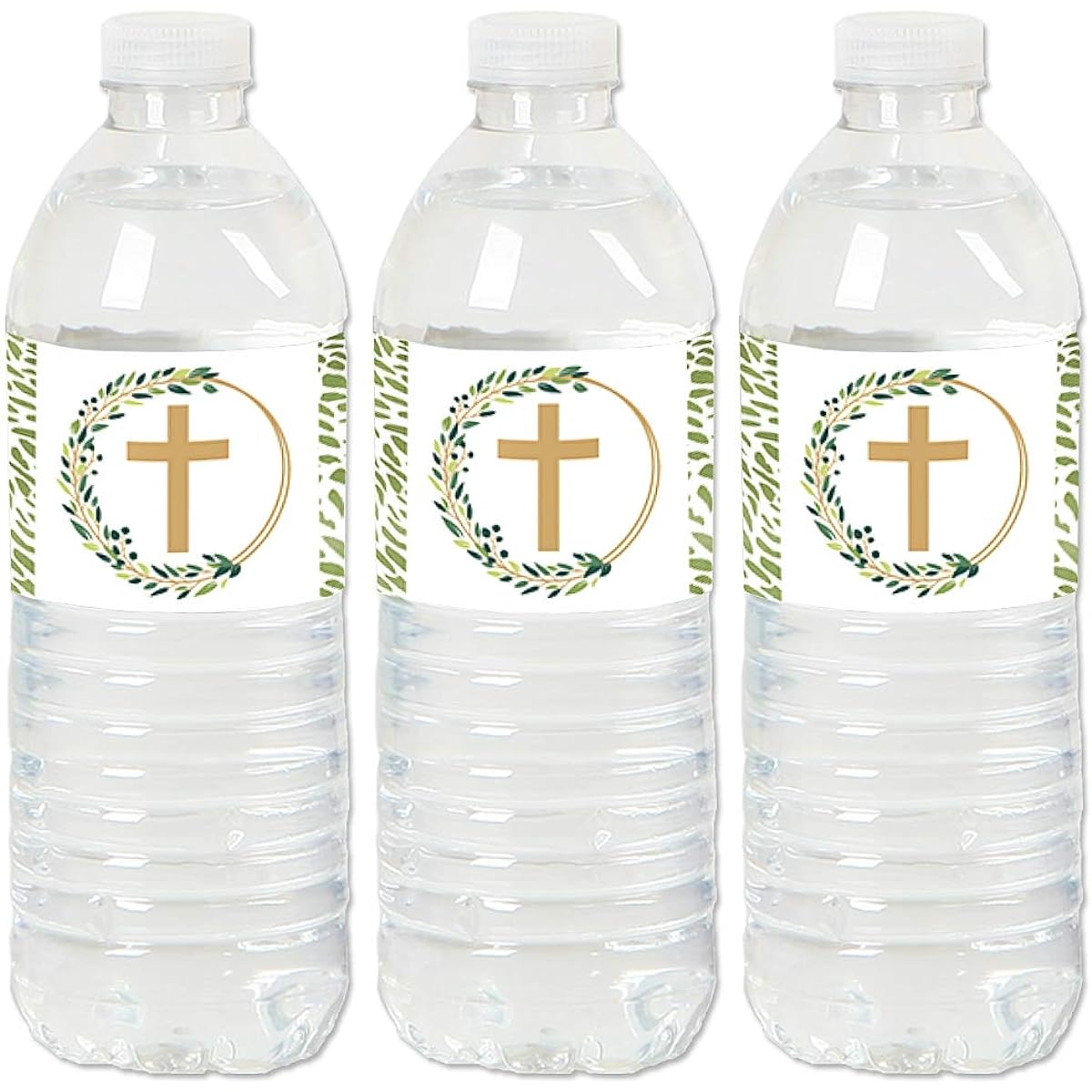 Elegant Cross - Religious Party Water Bottle Sticker Labels - Set of 20
