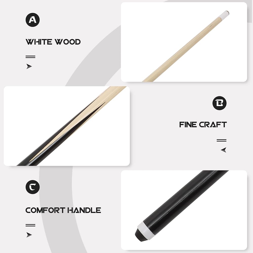 LIOOBO Pool Cue Cue Stick for Practice Professional Double Parts 350g 145cm*3cm
