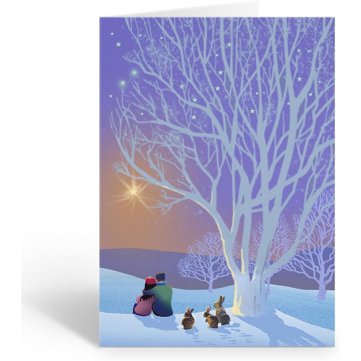 Stonehouse Collection Snowy Trees Holiday Cards | 18 Sweet Rabbit Christmas Cards & Envelopes | Made in the USA (Snowy Tree Scene)