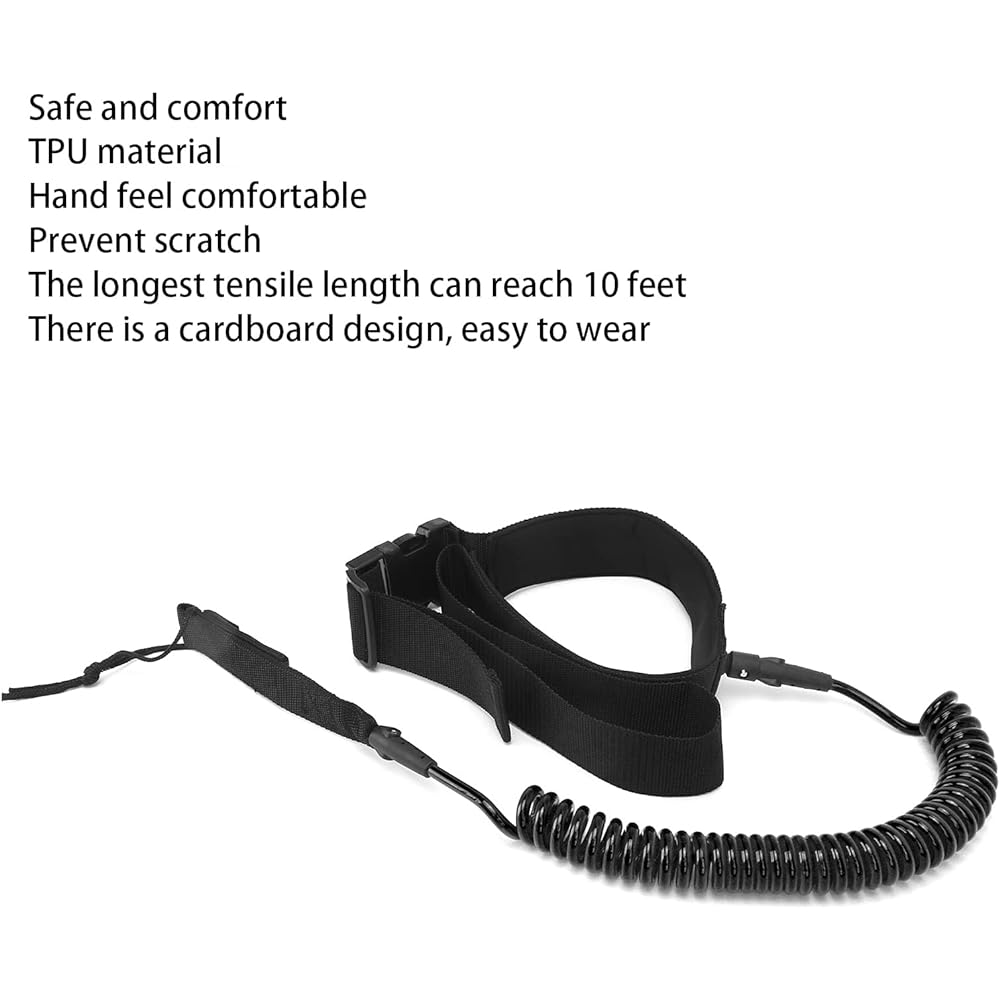 Liccx Surfboard Waist Rope, Surfing Surfboard Leash Heliciform (Black)