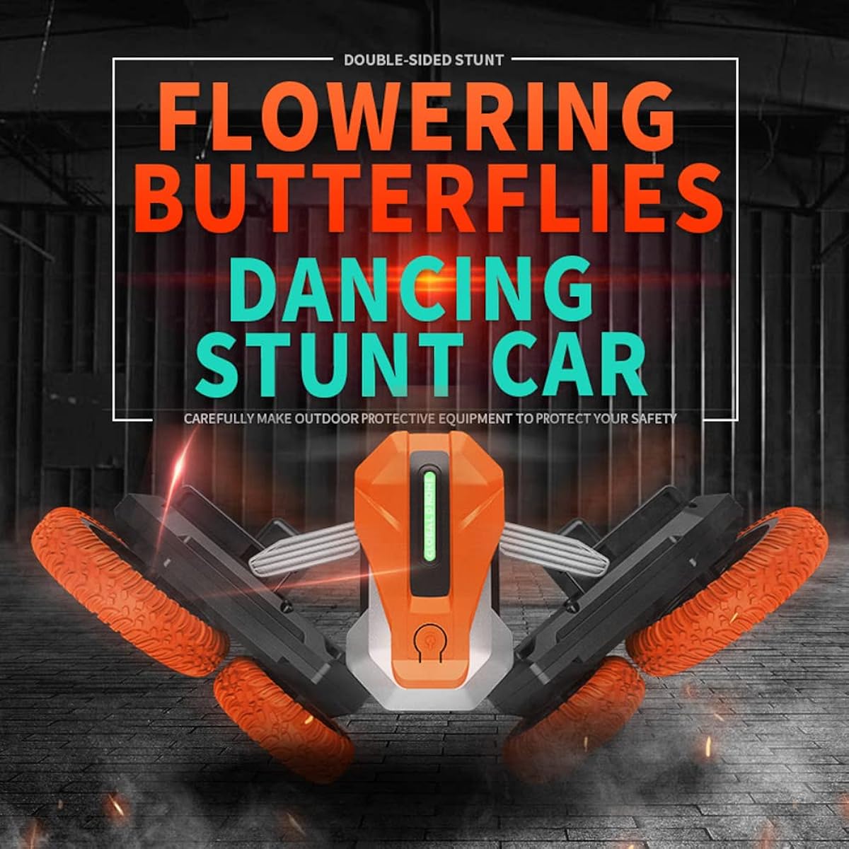 Remote Control Stunt Car Toy Gesture RC Car for Boys RC Stunt Rotating Open Car 100mph Rechargeable Remote Control Car for Kids 2.4GHz Double Sided 360 Degree Flip with Light Music (Orange)