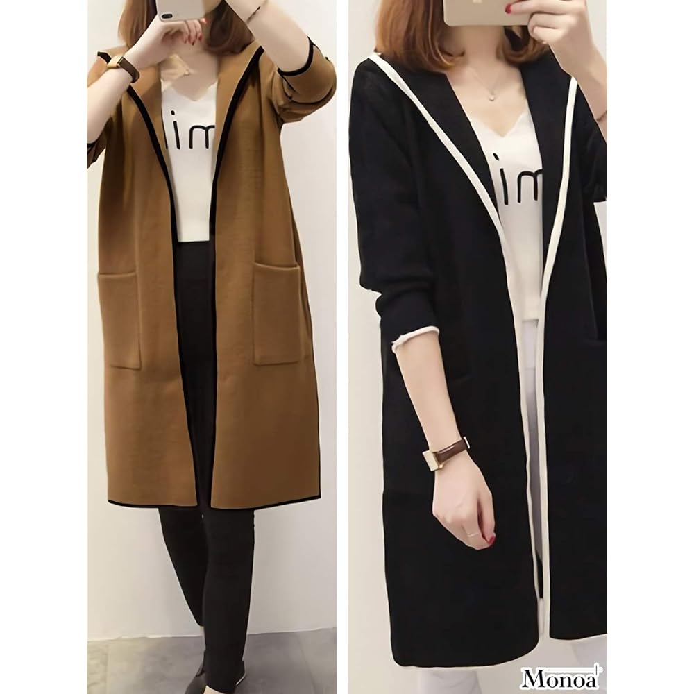 [Monoa] Parka, Brushed Lining, Fleece, Long Sleeve, Thin, Long Length, Fur Charm, Hooded, Women's Fashion