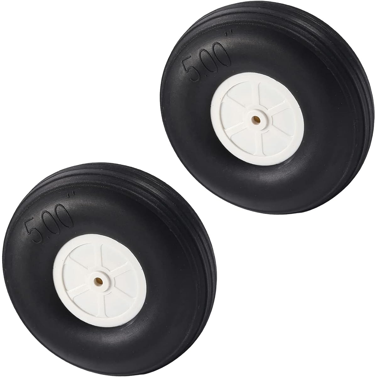 Fielect 5" RC Model Airplane Ultra Lightweight Sponge Tires Tail Wheel Tire and Wheel Set RC Car Airplane Polyurethane Sponge Tires with Plastic Hub 2pcs