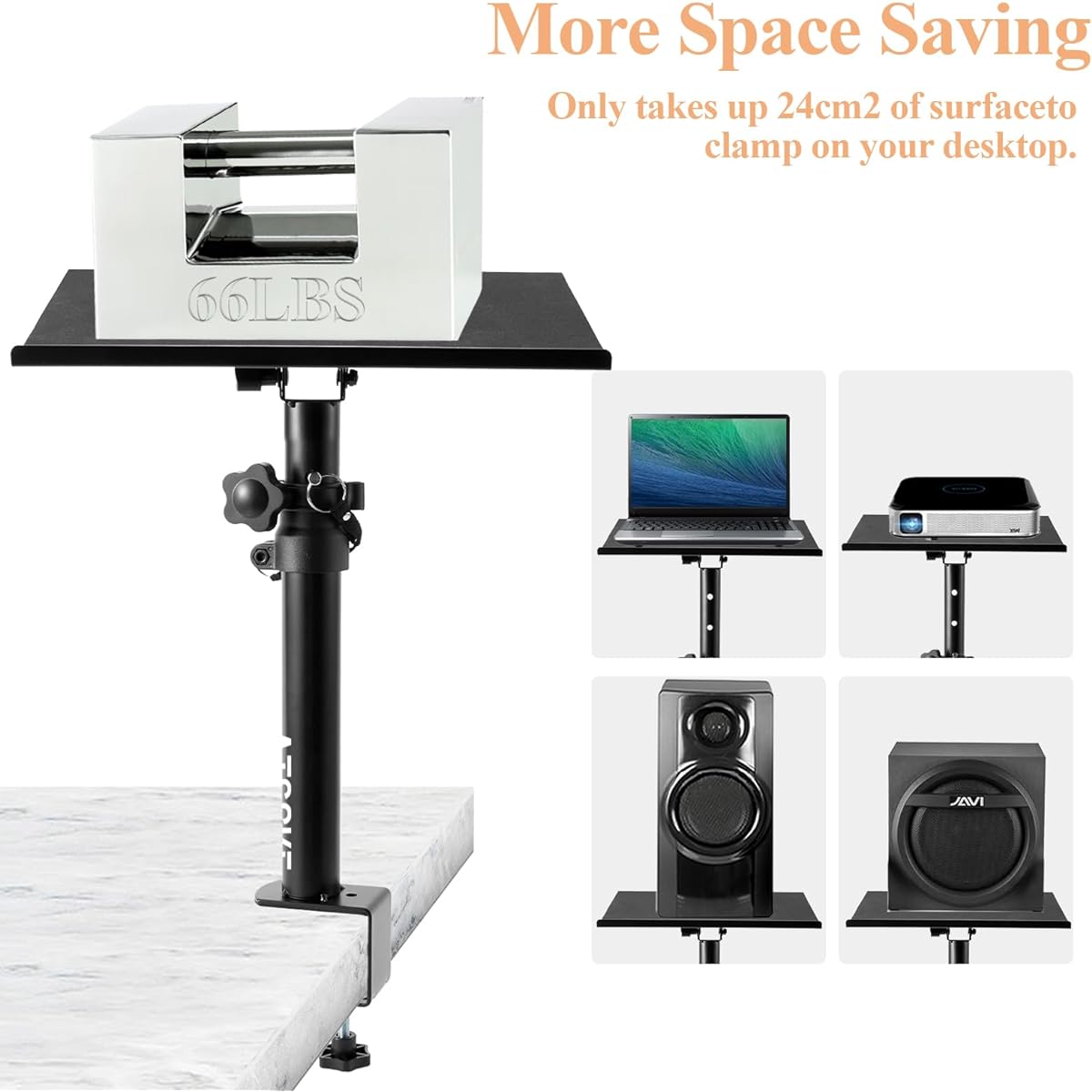 Atsgke Desktop Speaker Stand Set of 2 Studio Monitor Stand Desktop Clamp Studio Speaker Stand Adjustable Height