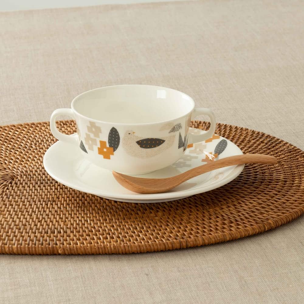 NARUMI Dinnerware Set Bird & Flower Yellow Set for 2 People Cute 4 Pieces Respect for the Aged Day Gift Microwave Warming Dishwasher Safe Made in Japan Gift Box Included 52458-23373