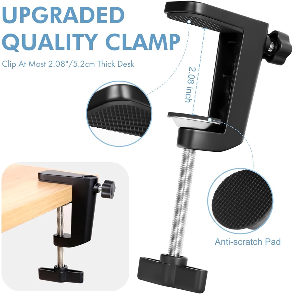 LacBec Microphone Stand Boom Arm Mic Stand Desk Mount Adjustable Suspension Boom Scissor Arm Stand for Podcasting Game Recording Compatible with HyperX QuadCast, Blue Yeti Snowball and Other Microphones