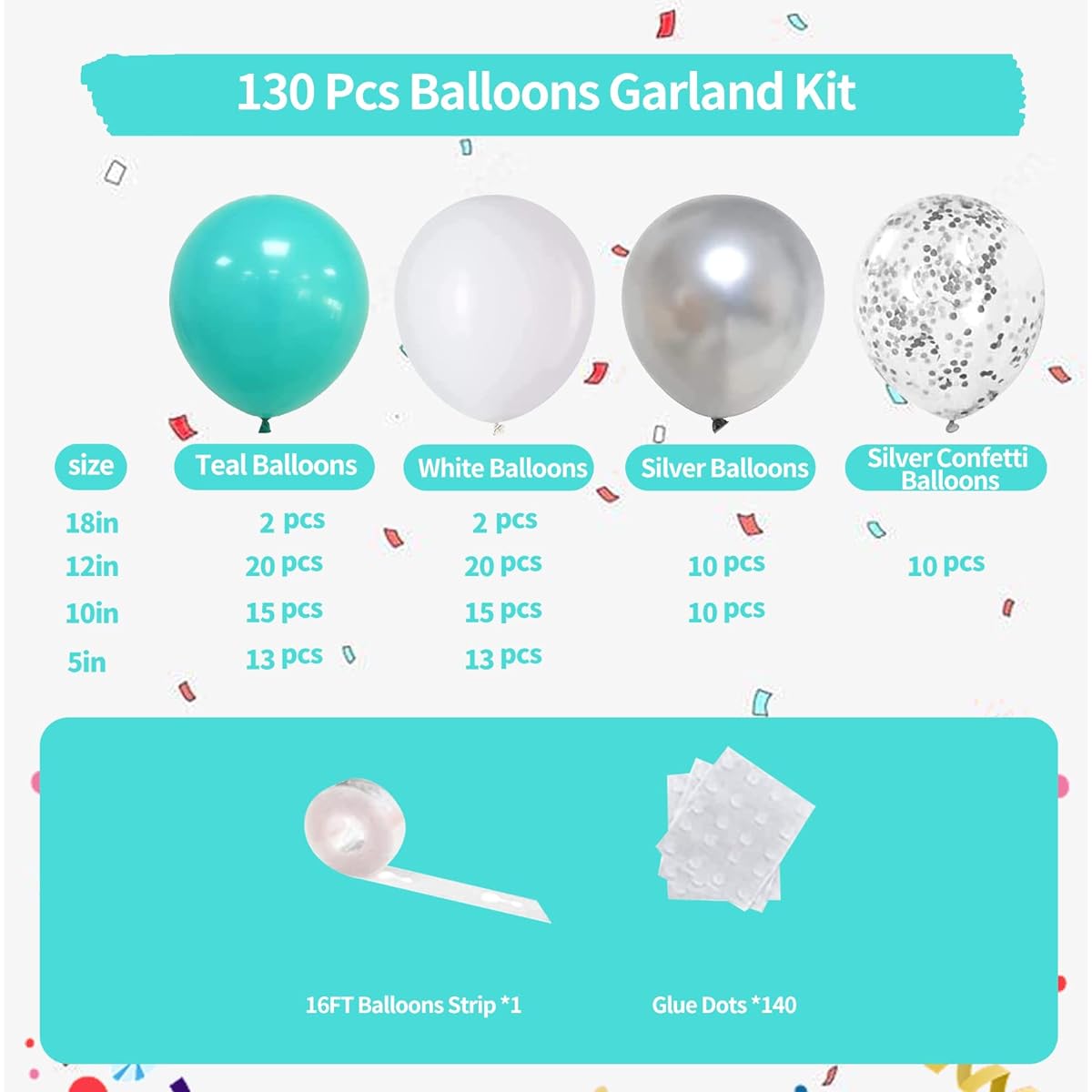 Teal and white silver balloon QQ26