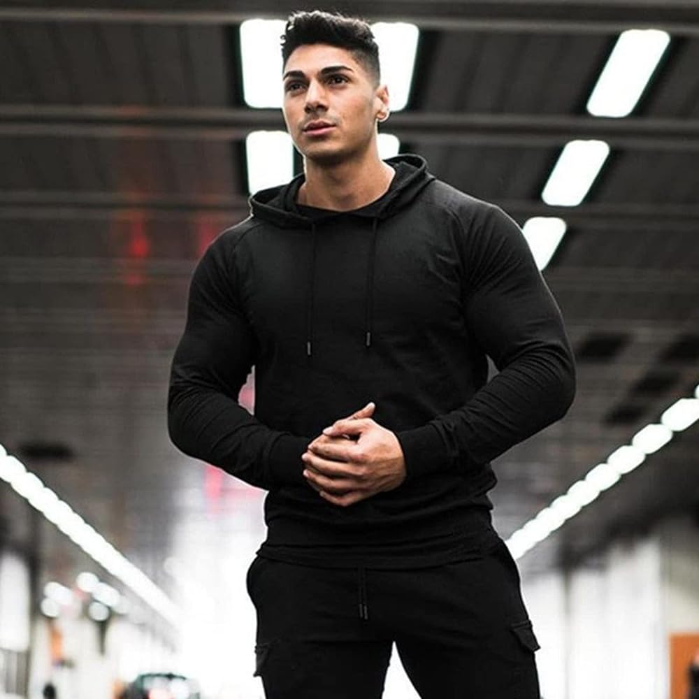 [Manatsulife] Men's Hoodie Plain Gym Wear Walking Spring Sweatshirt Training Stylish Jersey W16