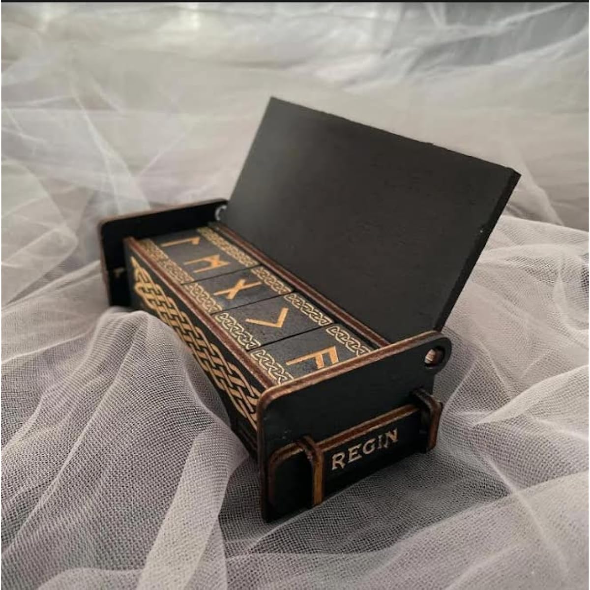Elder Futhark Runes Set in Wooden Box - Viking Runes
