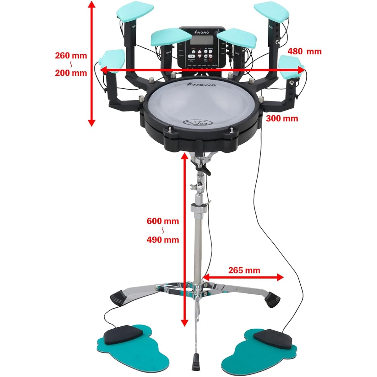 AWOWO MINI JUN PLUS Headphone Set Compact Electronic Drum Kit Mesh Pad Stick Included Awowo