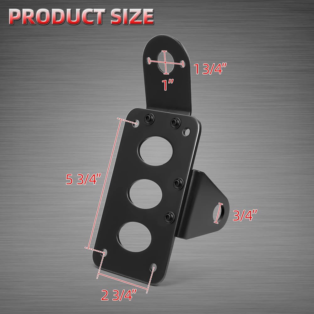 Amazicha Black 3/4" Tail Light Side Mount License Plate Bracket Custom Horizontal Vertical Holder for Harley Honda Yamaha Suzuki Kawasaki Custom Bike Cruiser Chopper Bobber