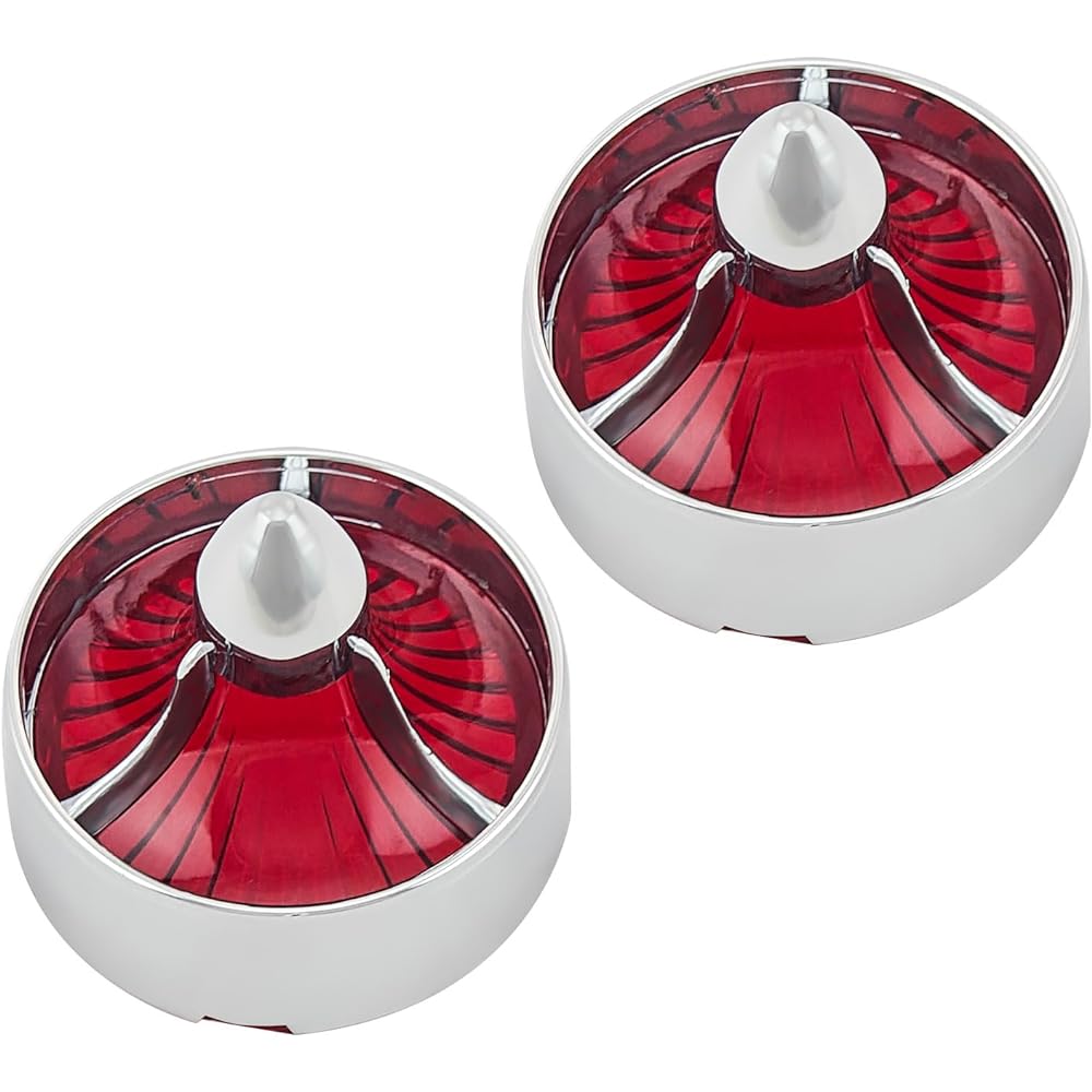 FATECIM 2X Bullet Turn Signal Light Turbine Replacement Red Lens Cover Softail Street Road Glide Fatboy Sportster Dyna Deluxe Bikes Snap On repl.OEM# 68973-00 Chrome Bezel