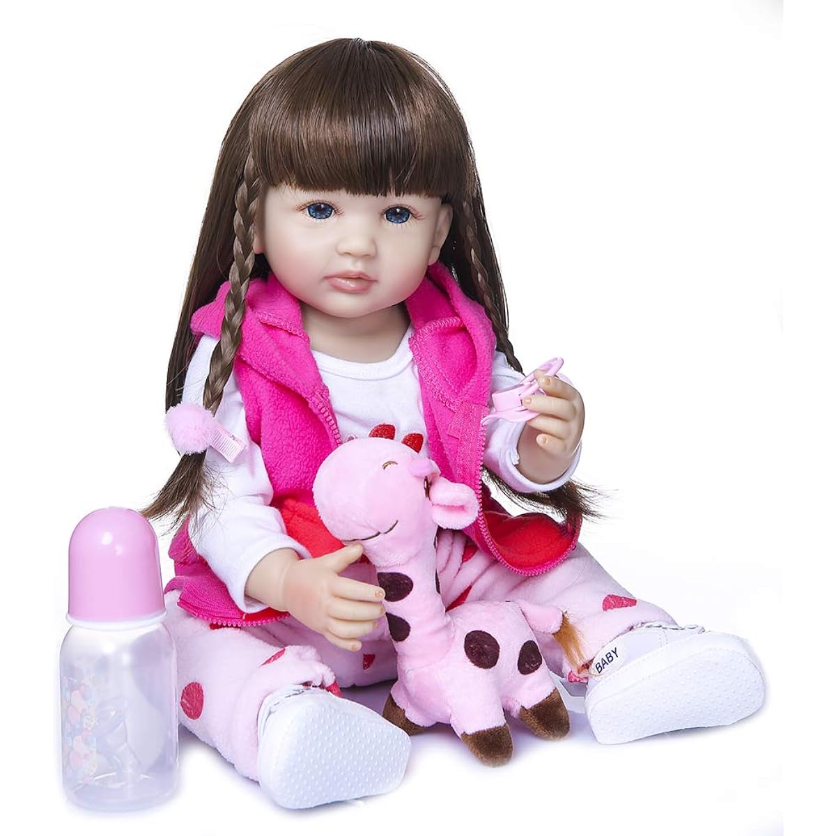 ROSHUAN Reborn Baby Boy 22" Realistic Reborn Doll Lifelike Full Body Silicone Vinyl Reborn Boy Doll Gift Set for Ages 3+ (22" Giraffe)