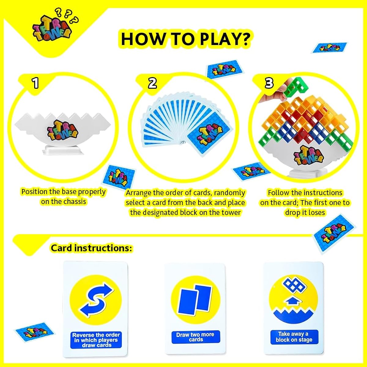 QYLAX 48 Pieces Tetra Tower Game, Stack Attack Game, Stacking Game, Great Family Game for Kids and Adults, Fun 2 Player Balance Game, Stack Game, Great for Friends/Party/Travel