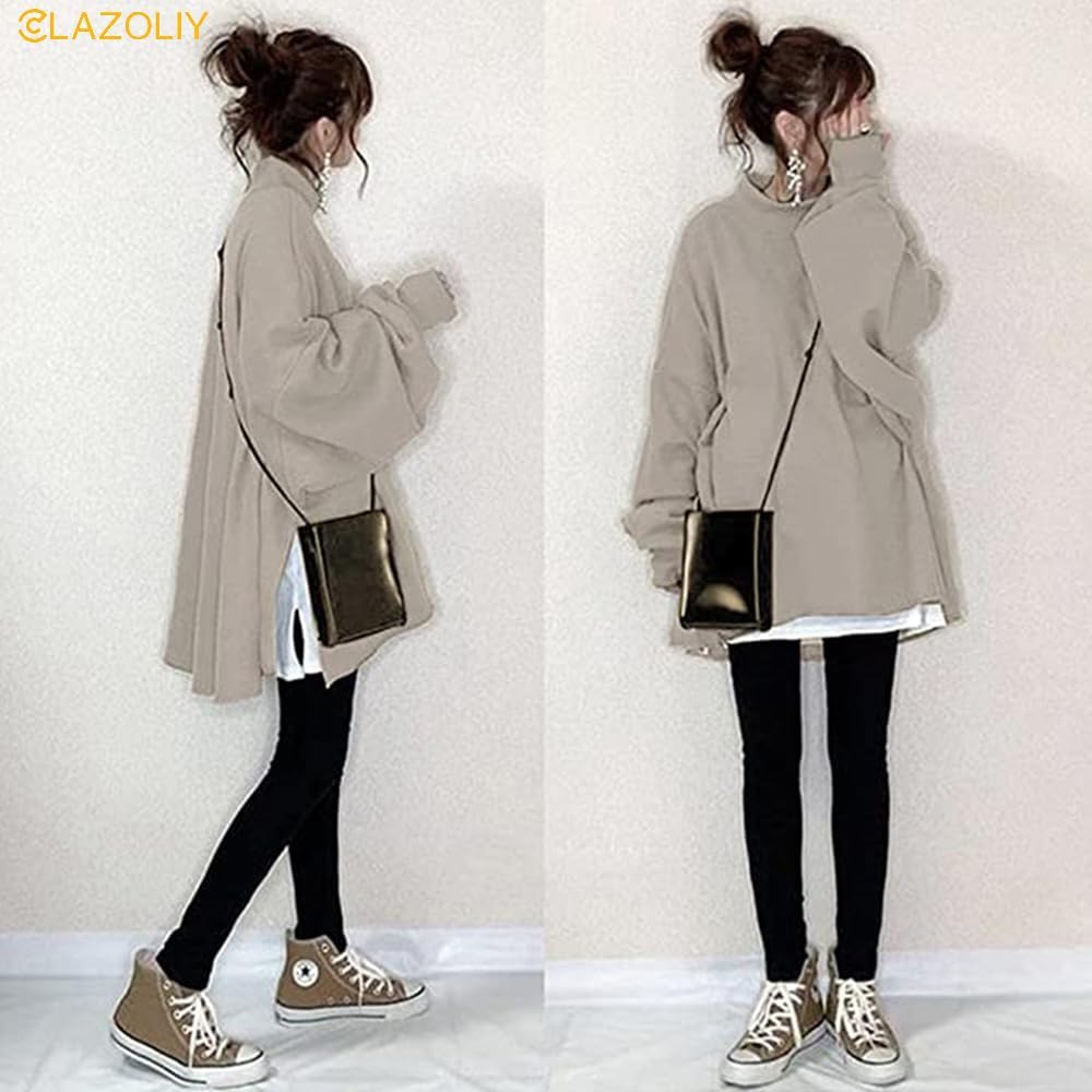 CLAZOLIY Women's Hoodie Sweatshirt Faux Layered Sweatshirt Korean Cute Loose Pullover Autumn/Winter Tops CL166