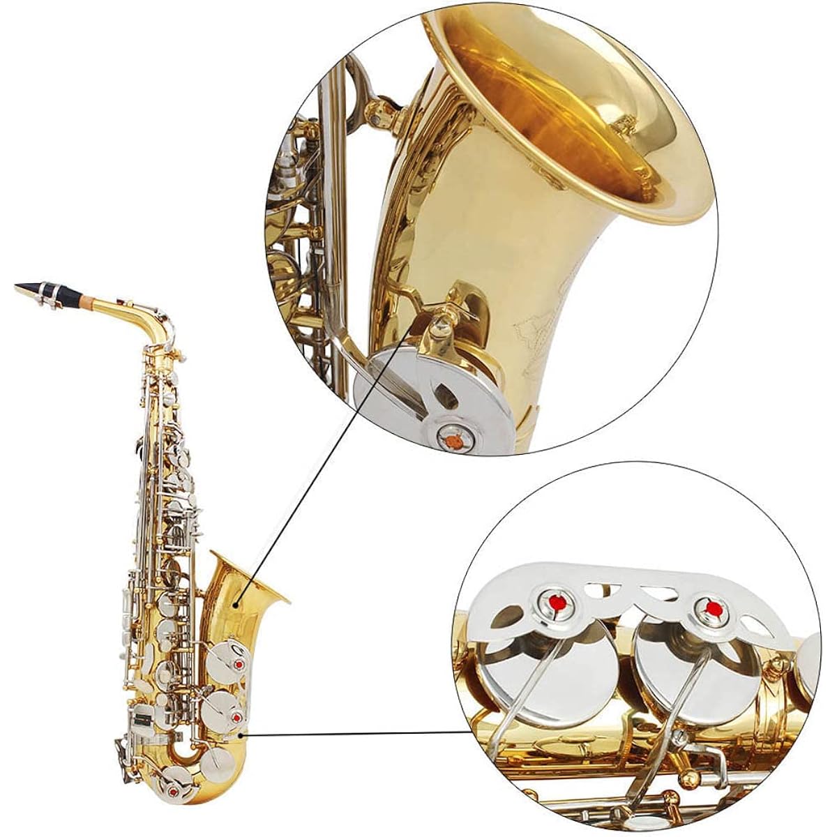 Btuty Alto Saxophone Shiny Brass Engraved EbE-Flat Natural White Shell Button Wind Instrument with Case Mute Glove Cleaning Cloth Belt Brush