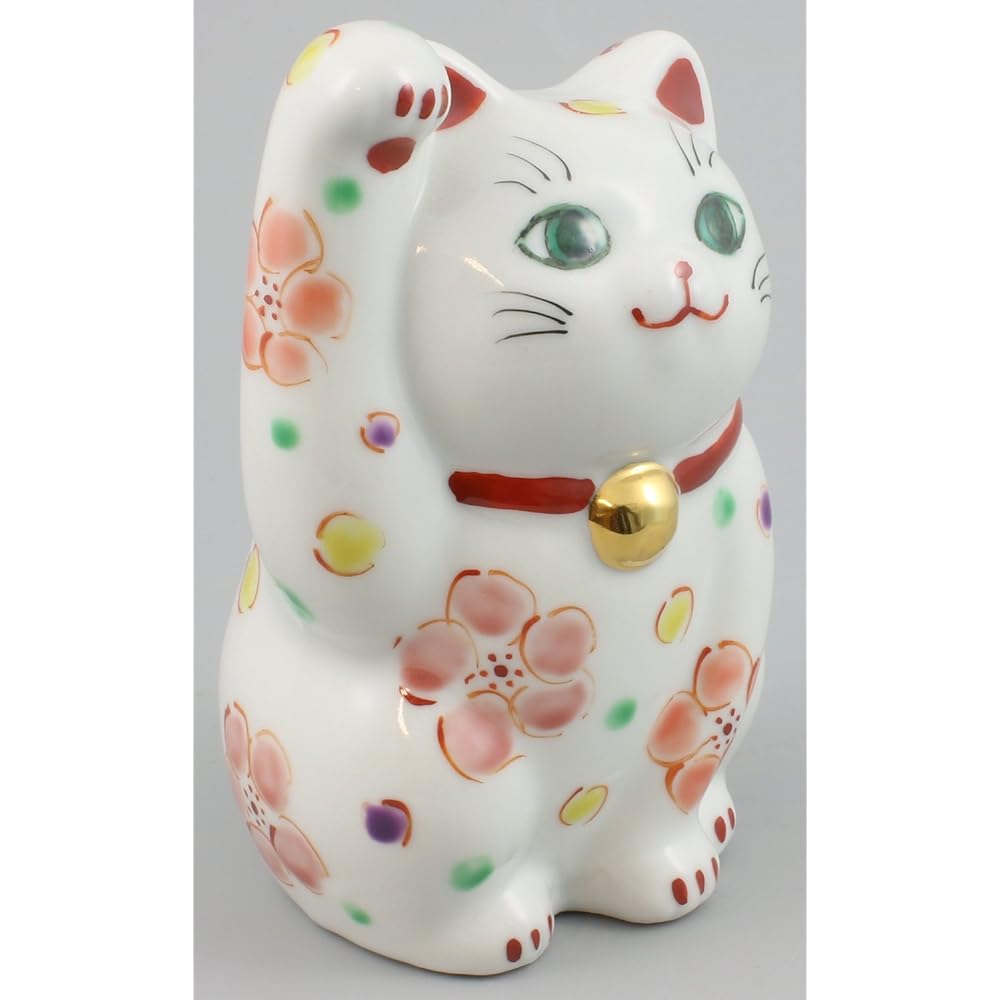 Kutani ware beckoning cat size 3.5 Hanahana A-0100