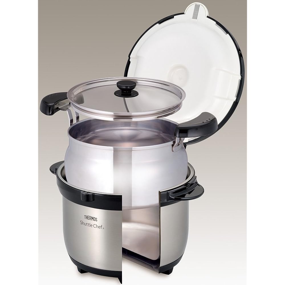 Thermos Vacuum Insulation Cooker Shuttle Chef 3.0L (for 3 to 5 people) Clear Stainless Steel KBG-3000 CS