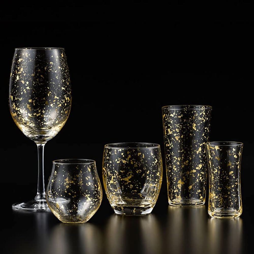 [Hakuichi Japanese paper wrapping] Stardust rocks glass gold 345ml